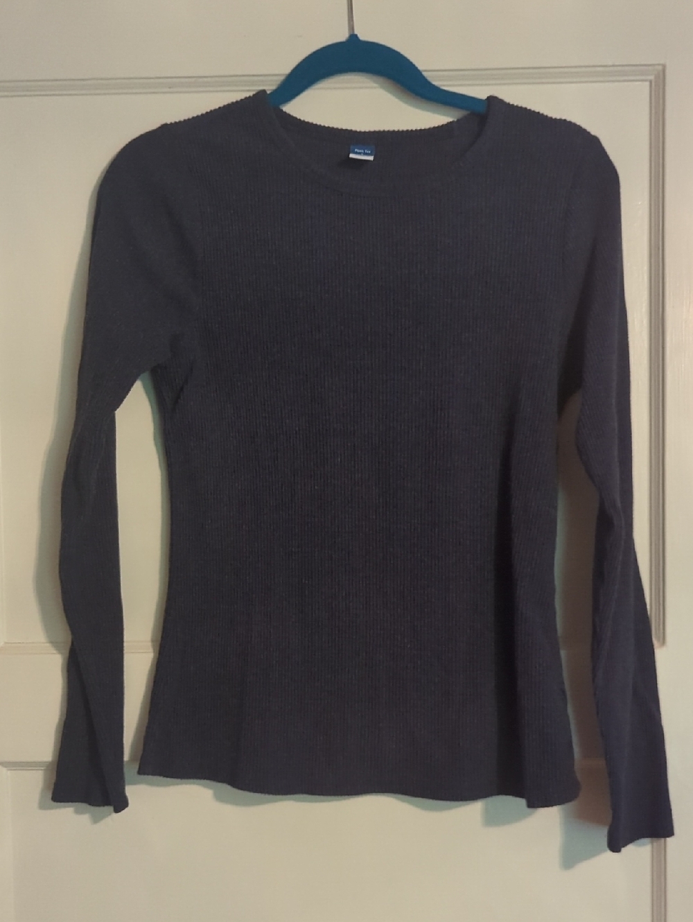 Old Navy Dark Blue Ribbed Long-Sleeve Crewneck Top